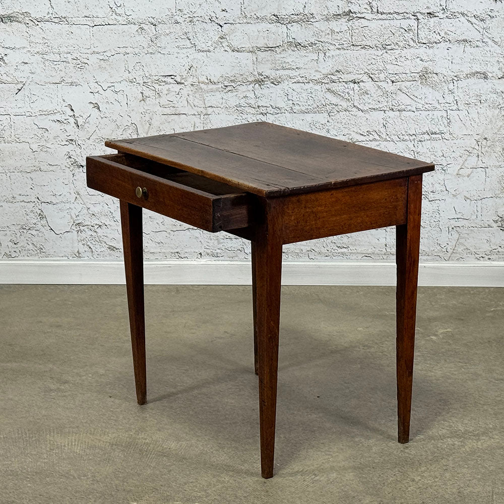 Antique French Walnut Side Table with Drawer