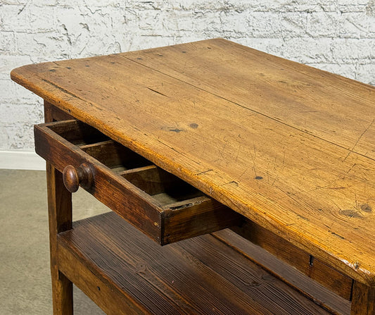 Burgundy Scrubbed Pine and Oak Pastry Table