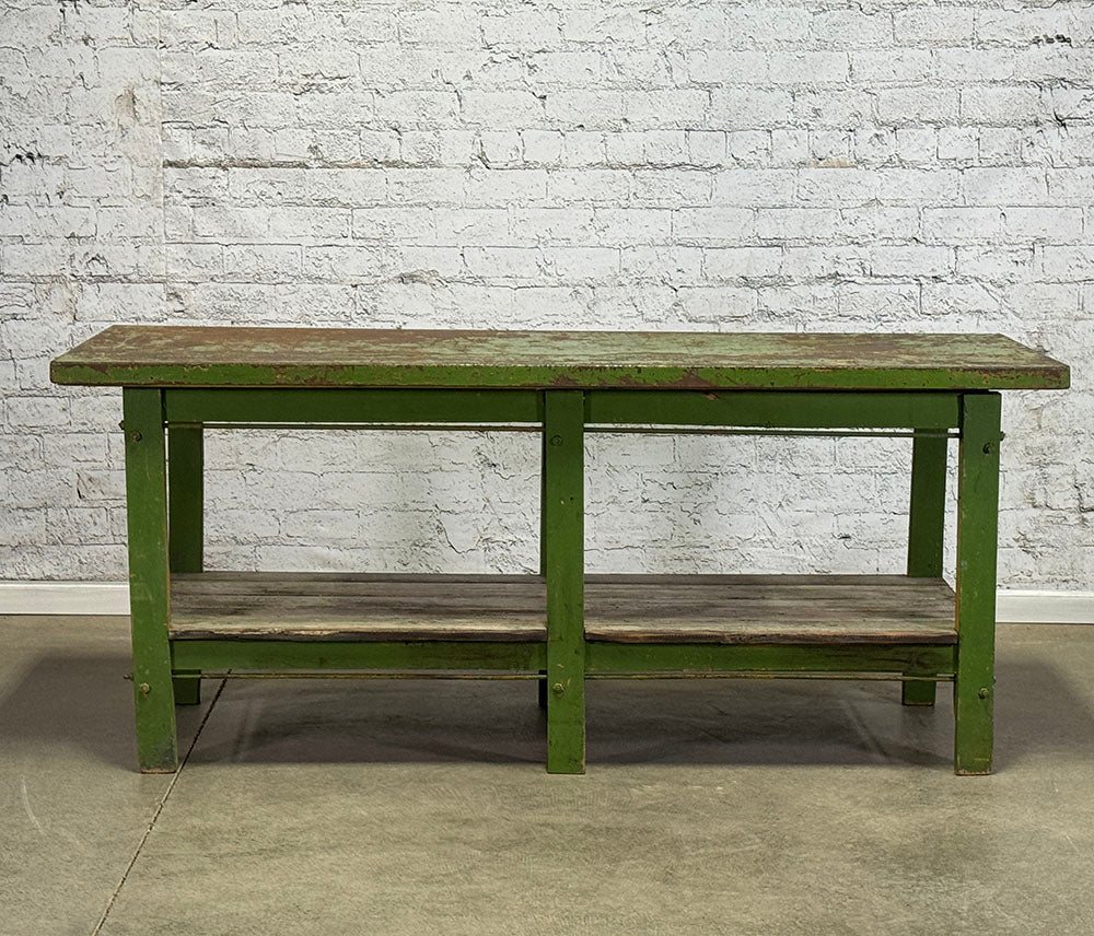Metal Work Table with Wood Shelf
