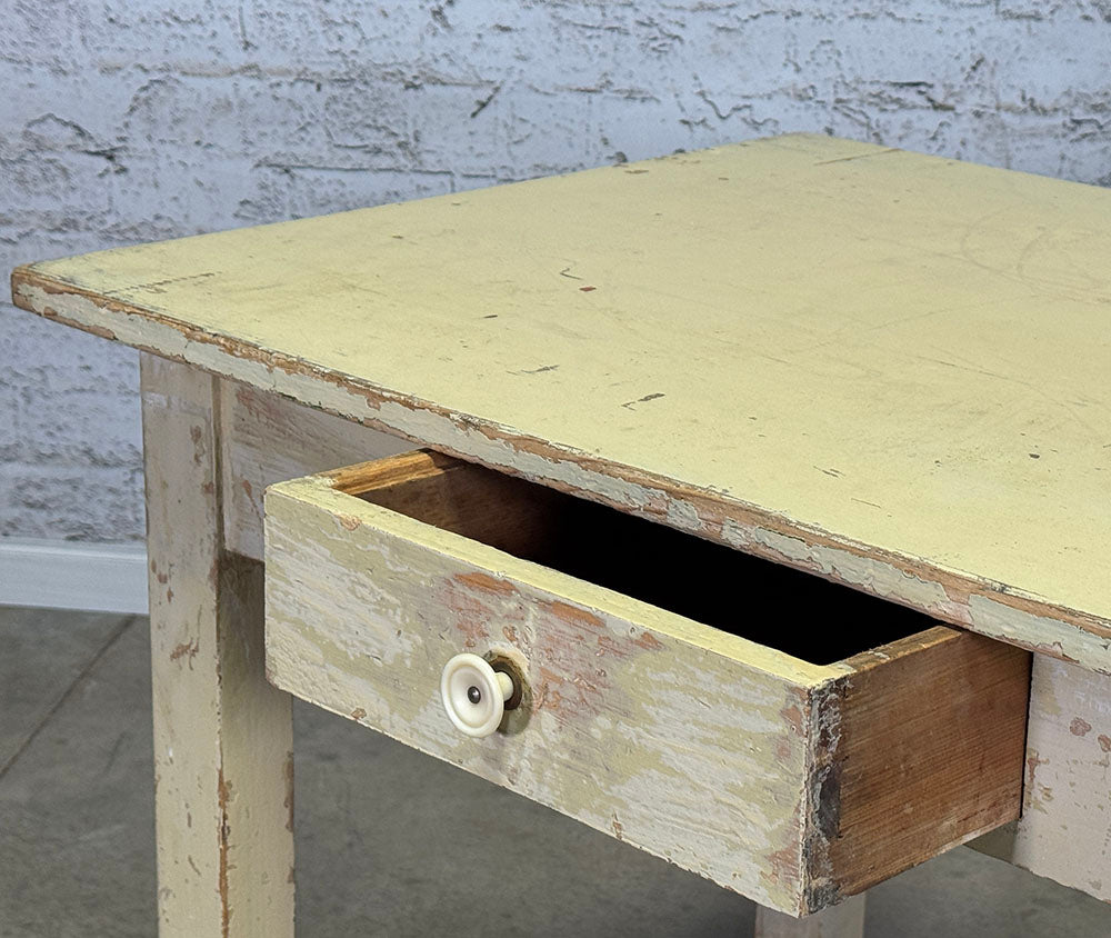 European Rustic Table with Drawer