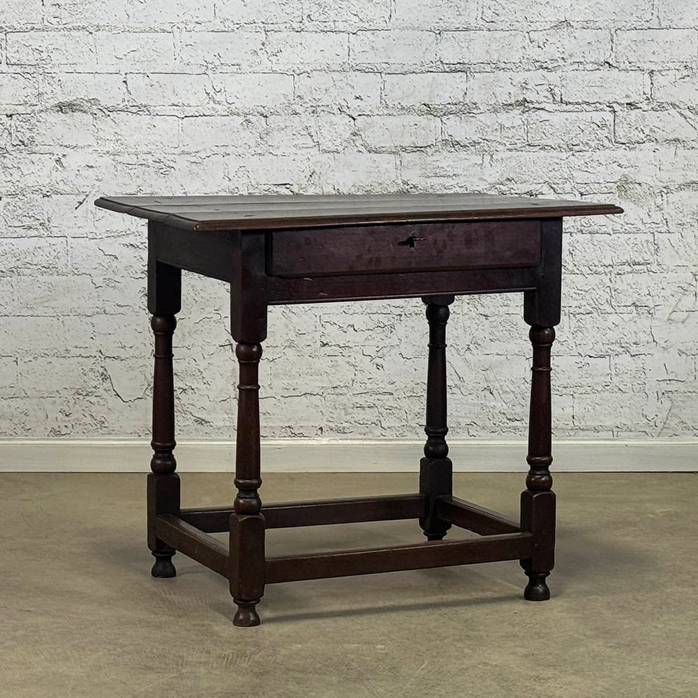 Rare English Oak Side Table with Drawer