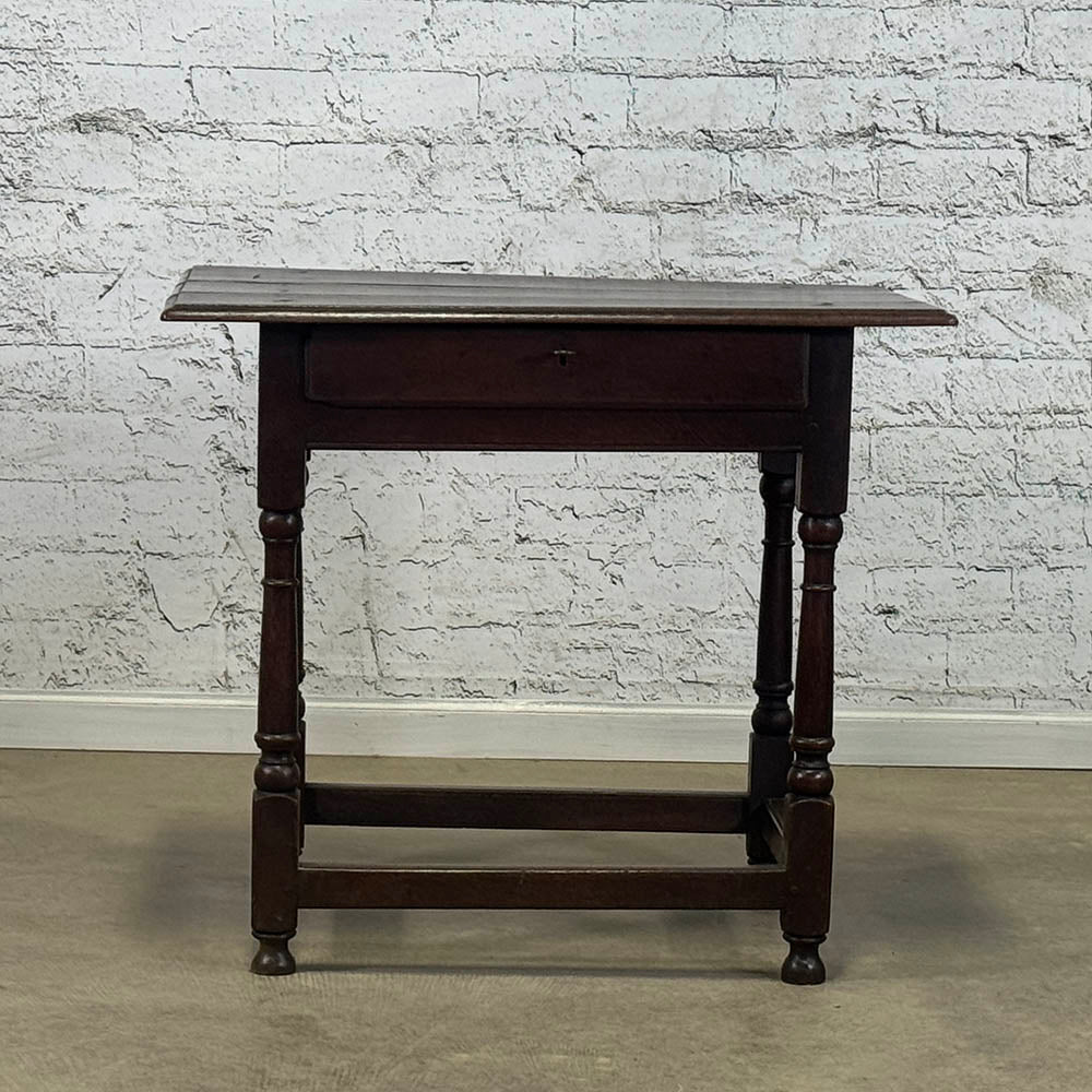 Rare English Oak Side Table with Drawer