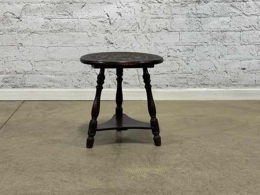 Antique Round Small Carved Table
