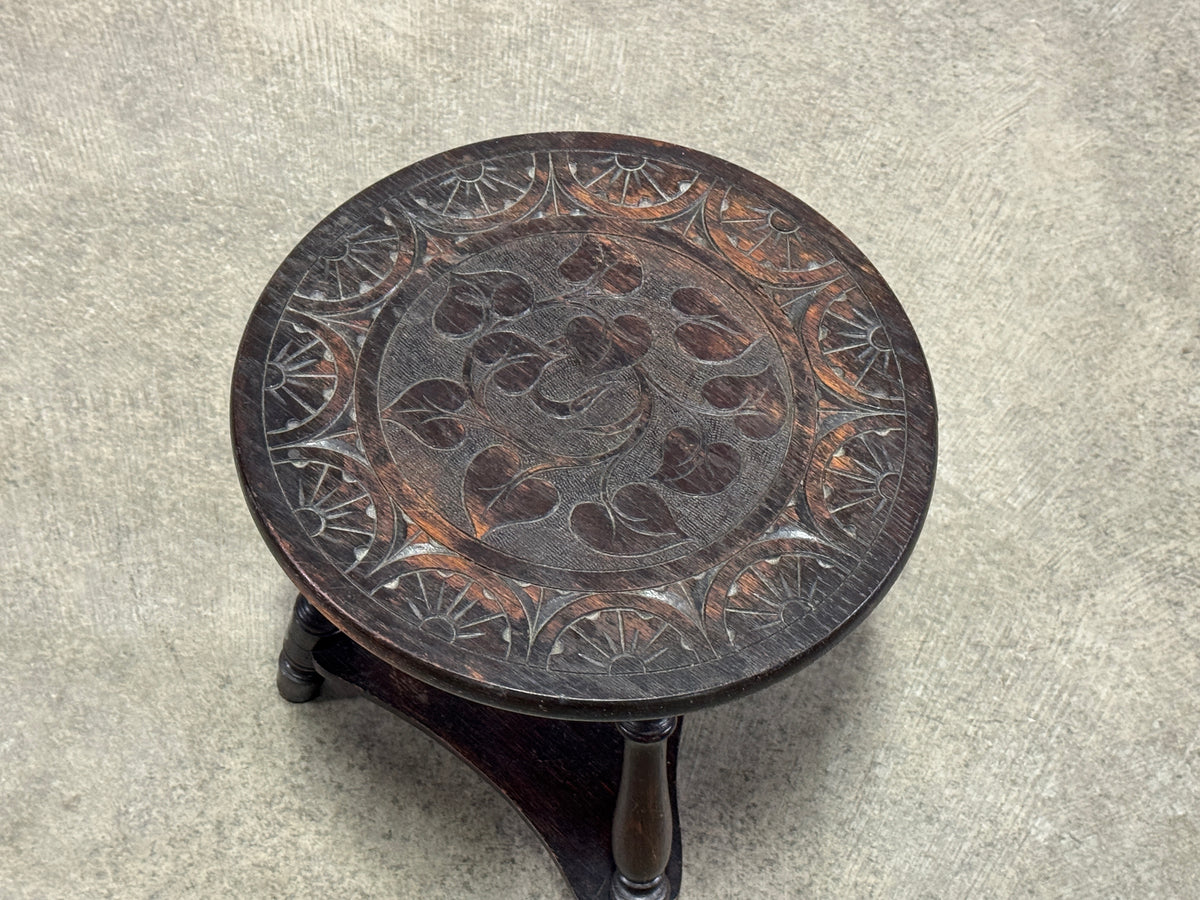 Antique Round Small Carved Table