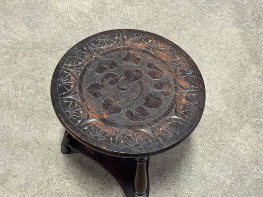 Antique Round Small Carved Table