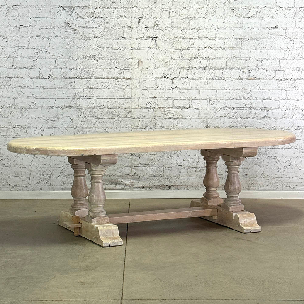 Twin Pedestal Bleached Walnut Dining Table