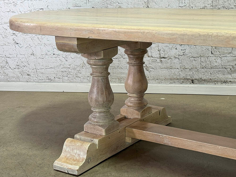 Twin Pedestal Bleached Walnut Dining Table