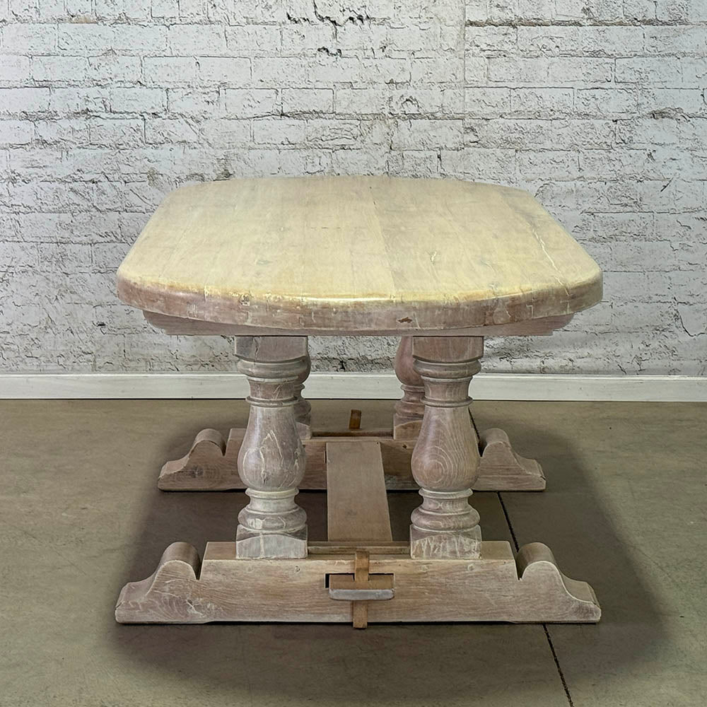 Twin Pedestal Bleached Walnut Dining Table