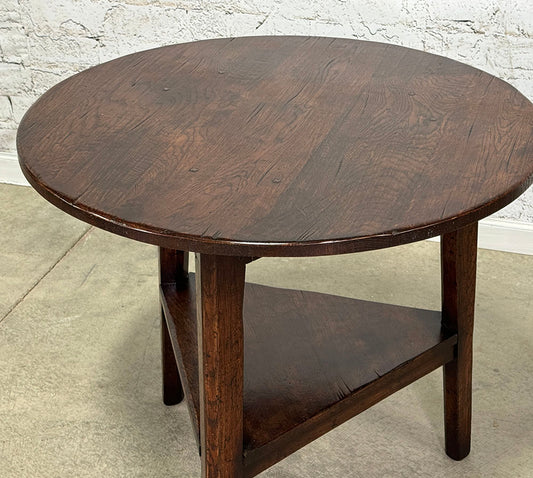 Handcrafted English Oak Cricket Table Tapered Leg