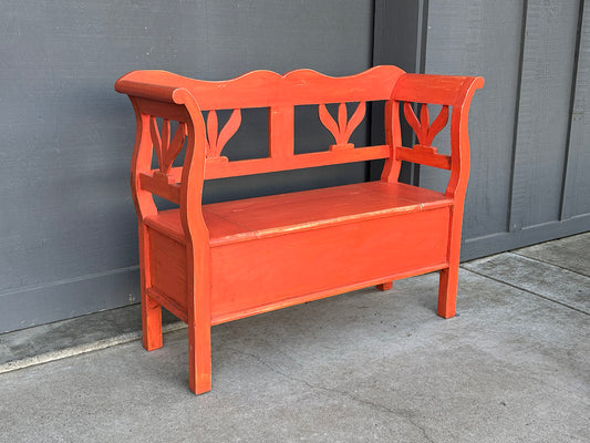 Painted Pine Bench with Storage