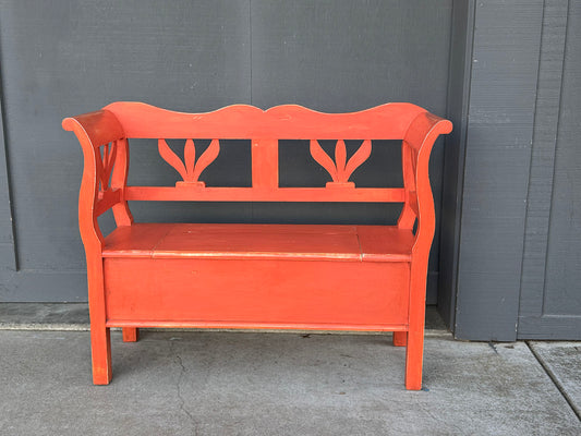 Painted Pine Bench with Storage