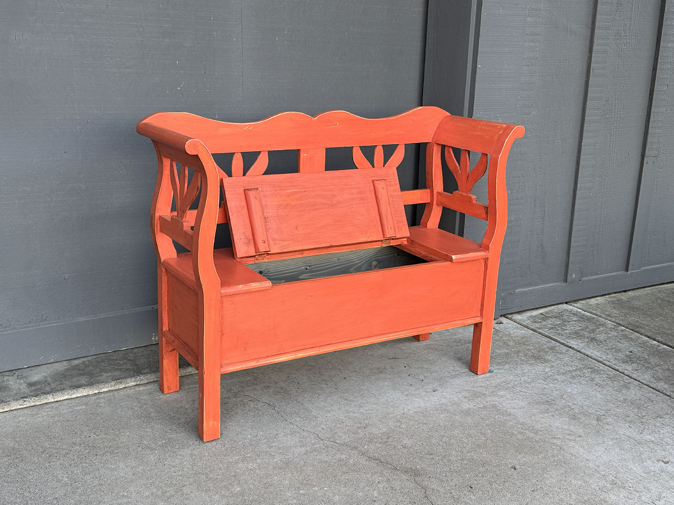 Painted Pine Bench with Storage