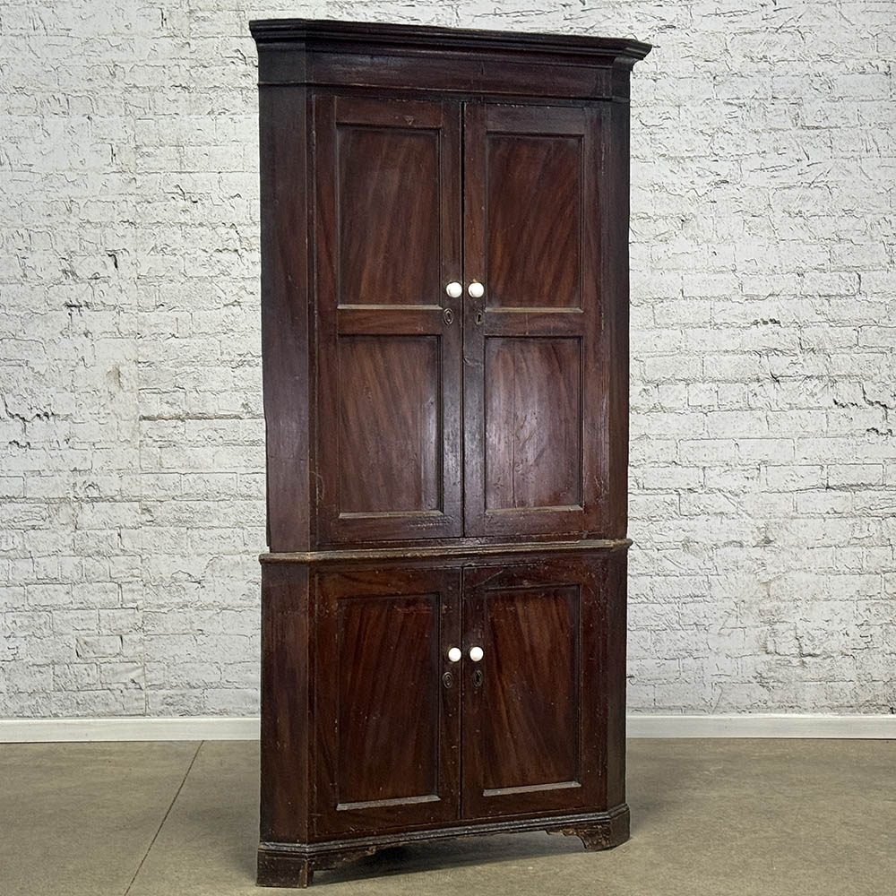 Antique English Two Piece Corner Cupboard c.1850