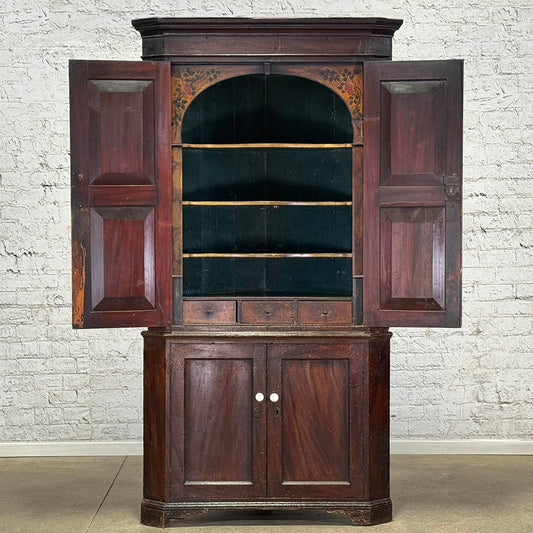 Antique English Two Piece Corner Cupboard c.1850
