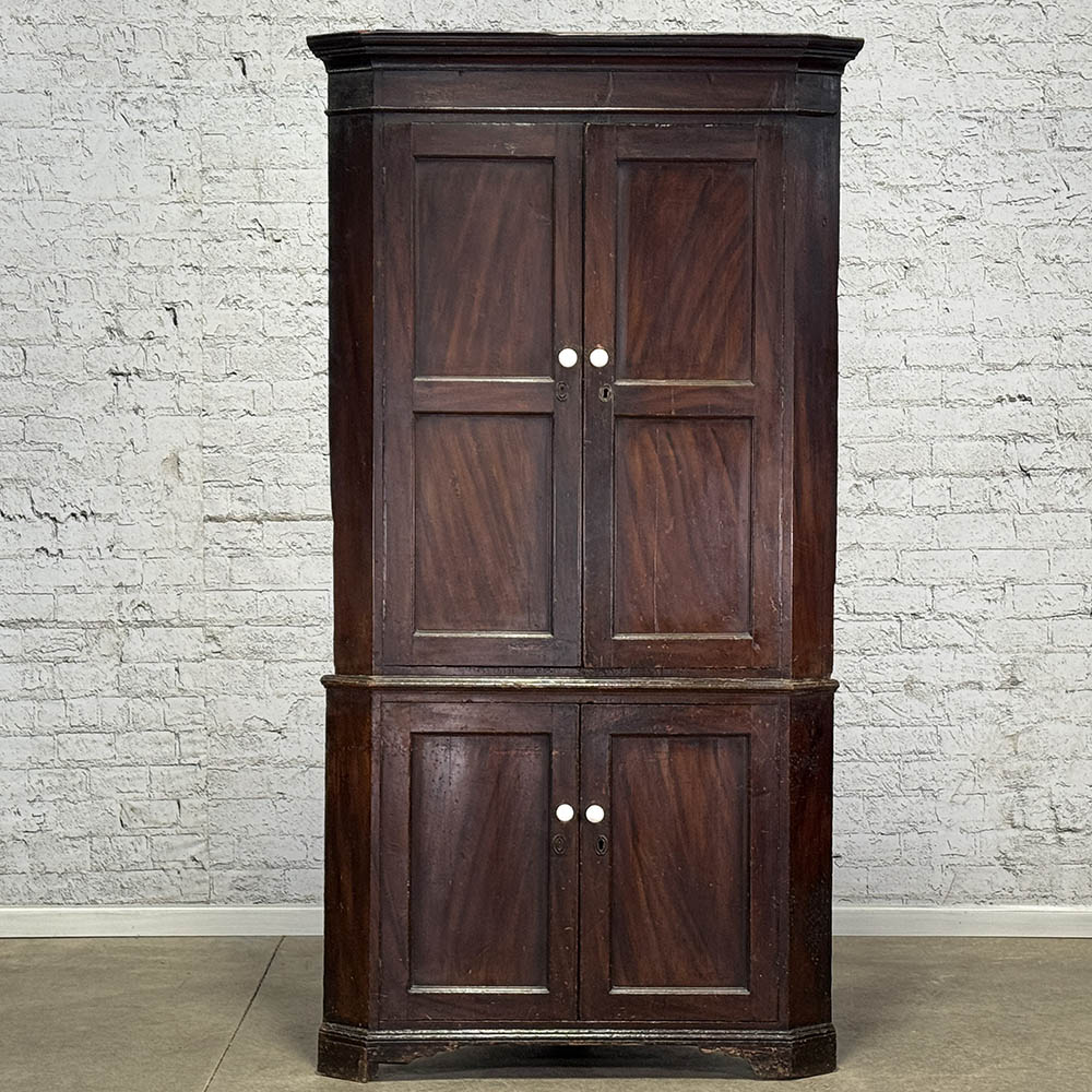 Antique English Two Piece Corner Cupboard c.1850