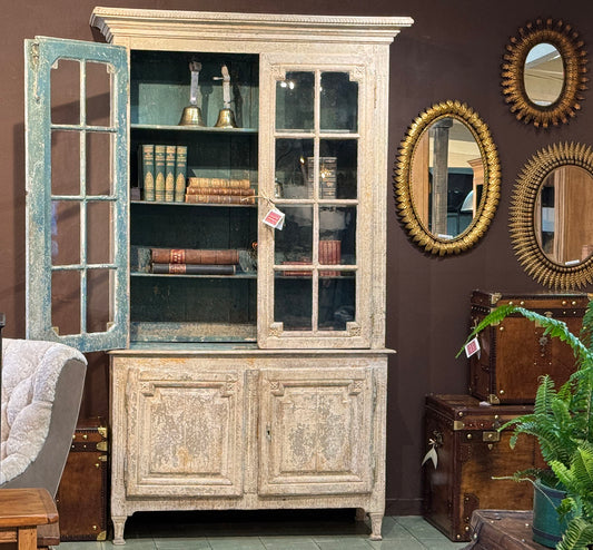 Antique French Buffet Deux Corps Scraped Finish c.1800