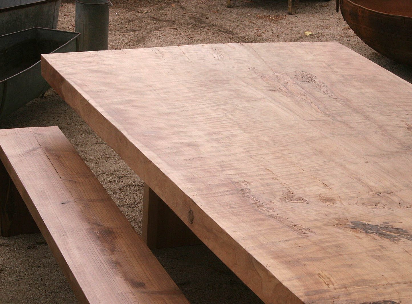 12' Solid Thick Top Redwood Table