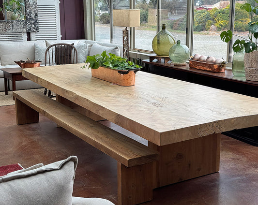 12' Solid Thick Top Redwood Table