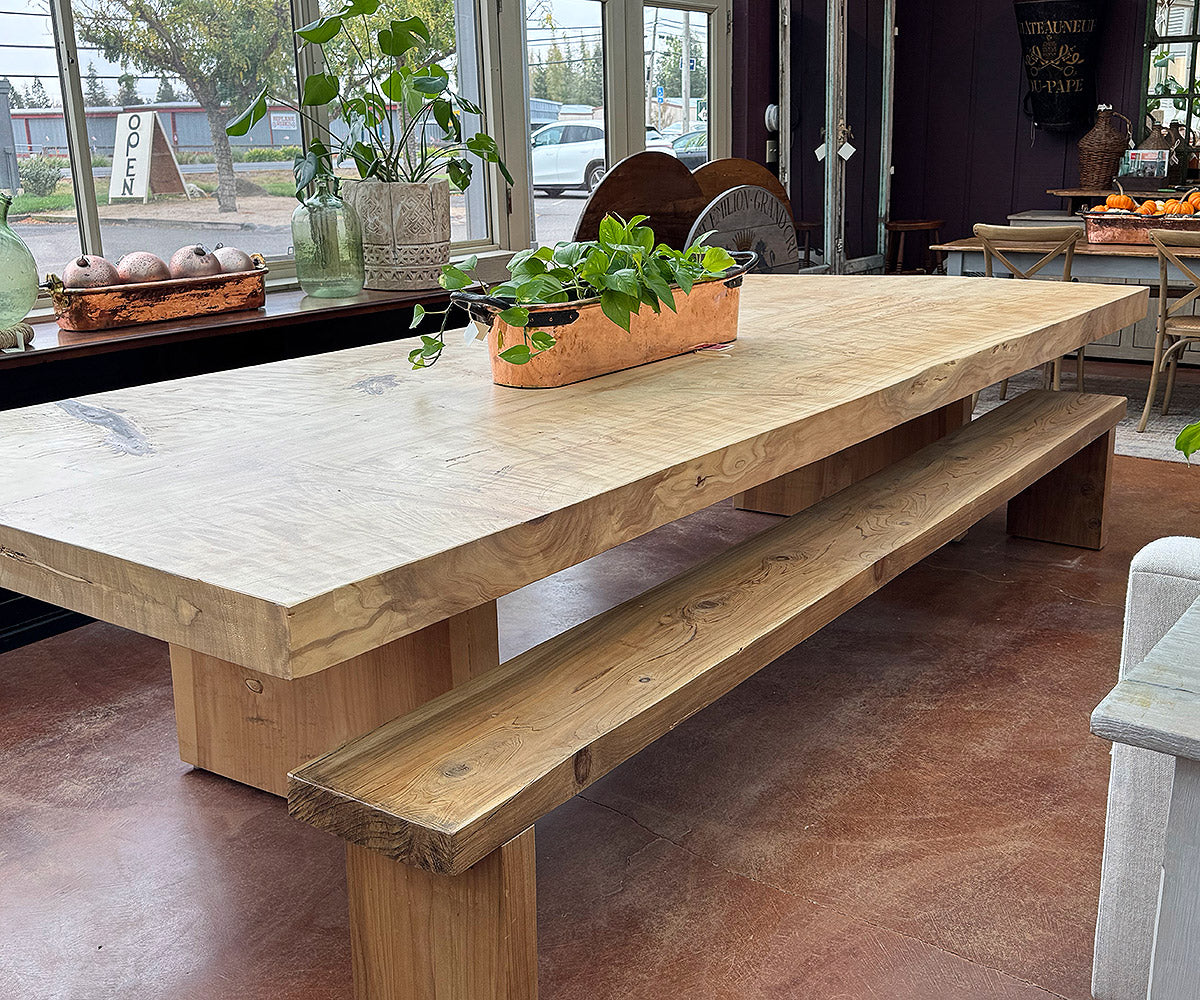 12' Solid Thick Top Redwood Table