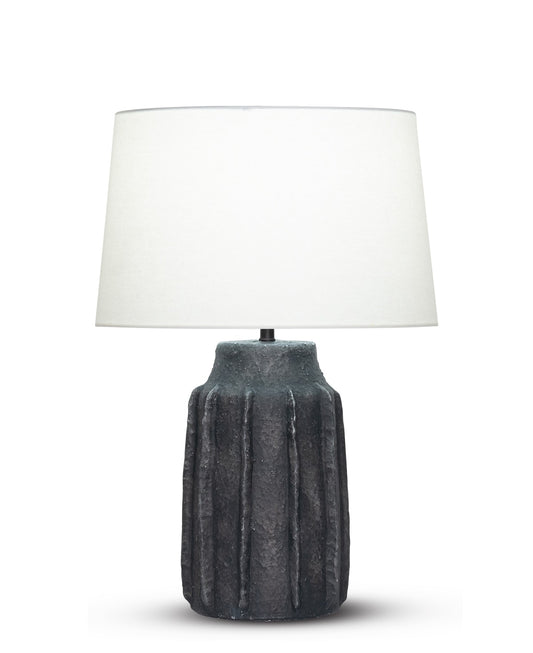 Ceramic Ribbed Black & Brown Table Lamp