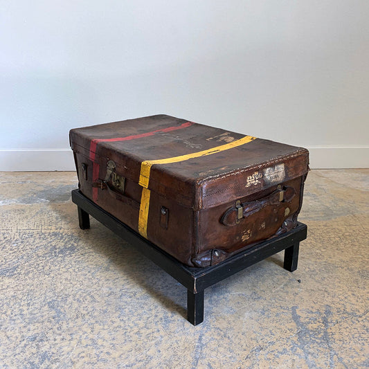 Leather Trunk on Stand